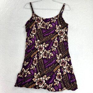Island X Hawaii Womens S Gauze Cami Purple Hibiscus Tropical Luau Top Vacation